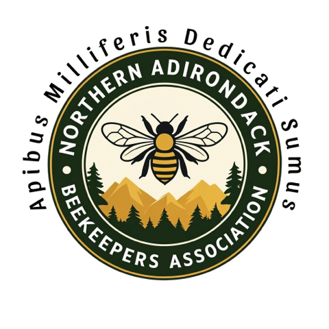 The logo of the Northern Adirondacks Beekeepers Association has a honey bee.