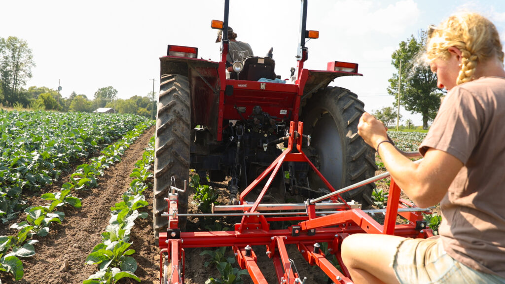 Lanetsky being pulled behind a tractor.