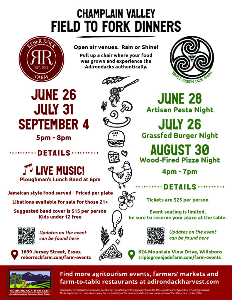 Champlain Valley Field to Fork Dinners event poster