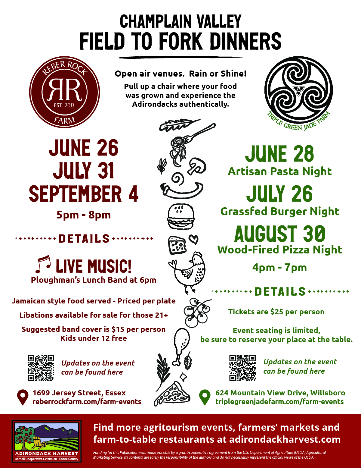 Champlain Valley Field to Fork Dinners event poster