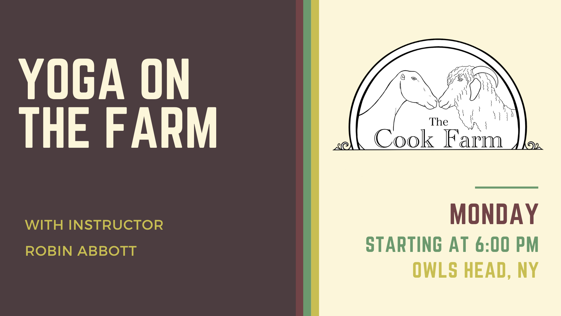 Yoga event at The Cook Farm with instructor Robin Abbott