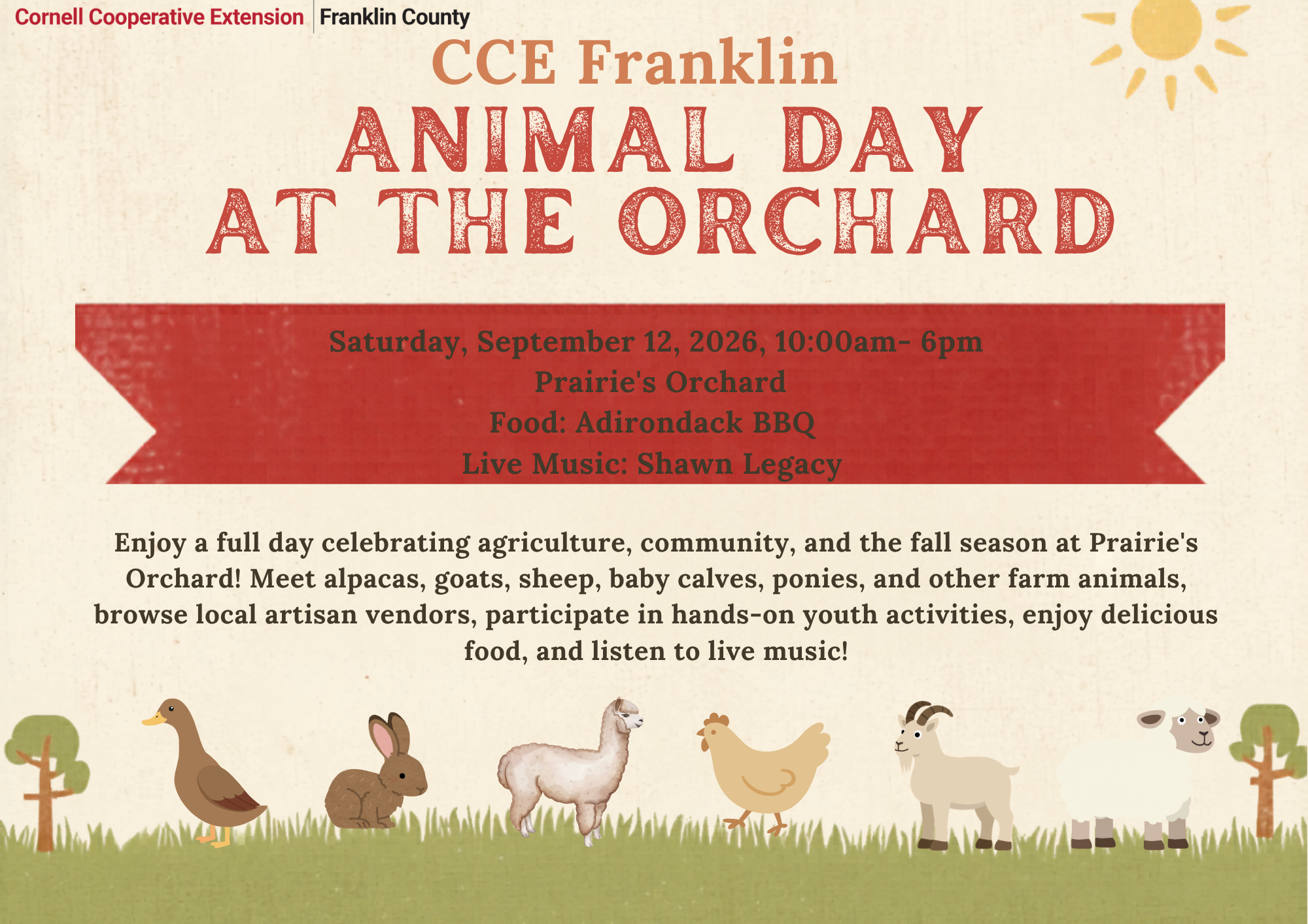 Animal Day at the Orchard event poster