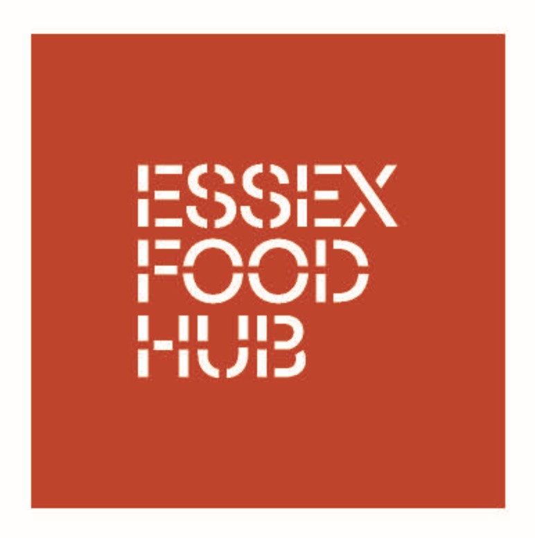 Essex Food Hub logo on red background